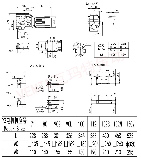 SA77電機(jī)減速機(jī)型號圖紙