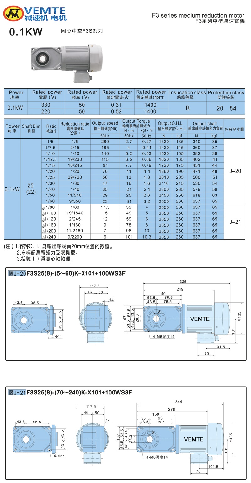 標準型帶電機0.1KW-空心軸 標準型帶電機0.1KW-空心軸